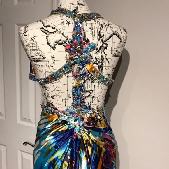 Colorful Coastal Coquette cutouts Embellish y2k crystal neon Formal Evening Prom - Picture 5 of 8